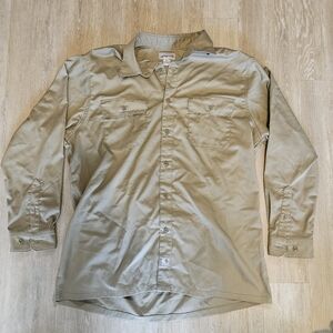 Carhartt Button Up Long Sleeve Shirt Beige Khaki Workwear Outdoors Men's Size XL